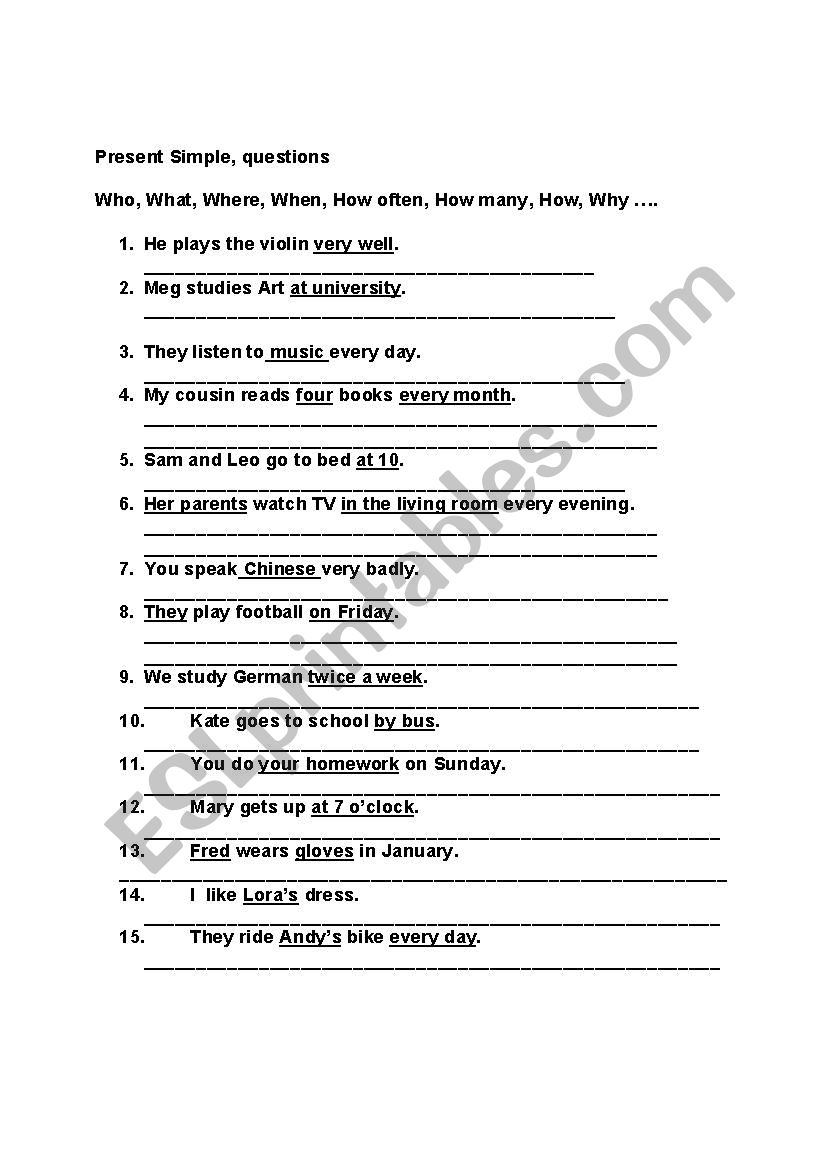 Present Simple worksheet