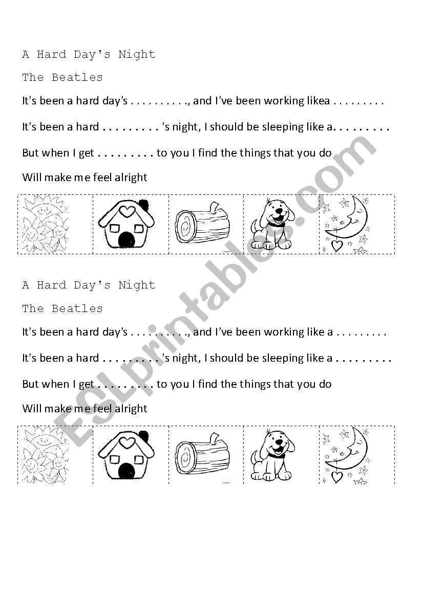 The Beatles Hard days night worksheet