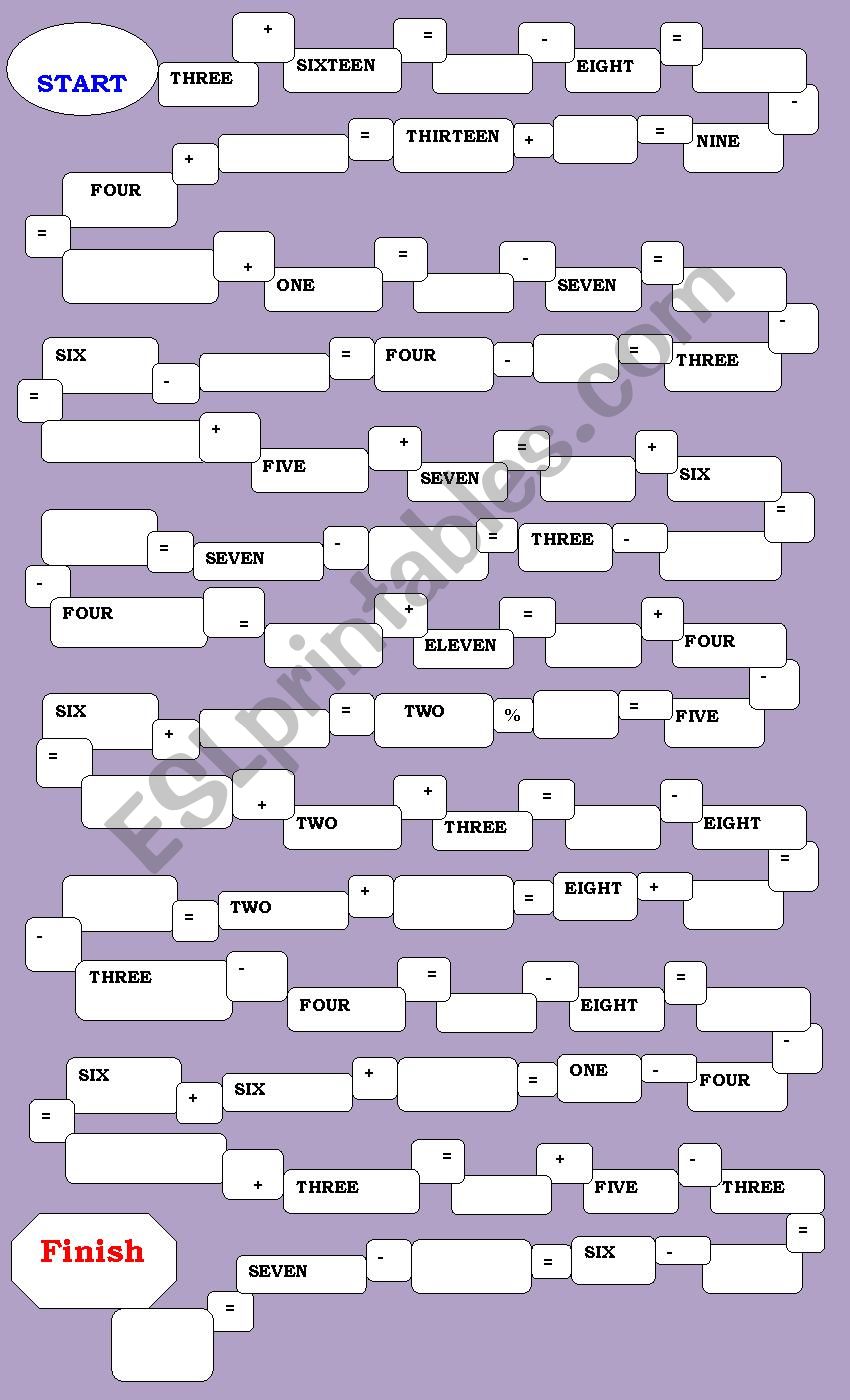 Chain Of Numbers 0-20 worksheet