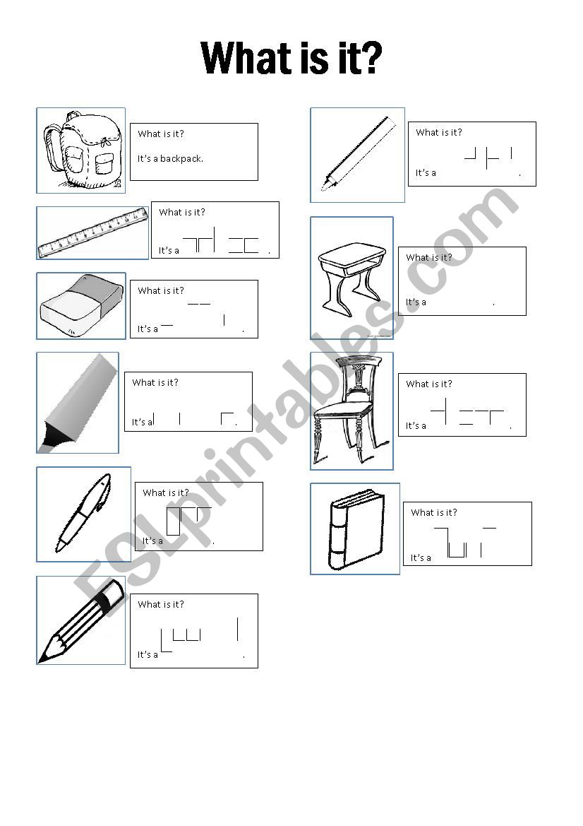 Classroom stationery worksheet
