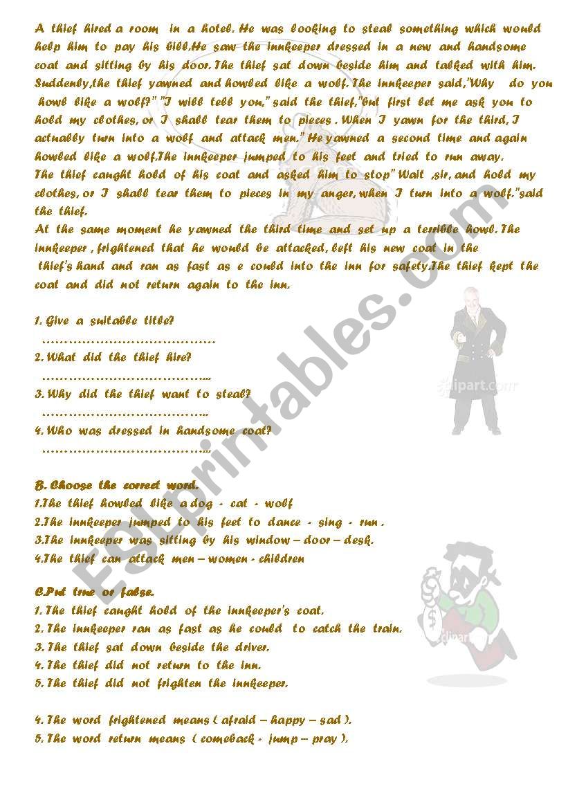 the  dog  and  the  butler worksheet