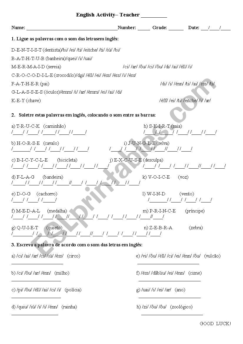 English Alphabet worksheet