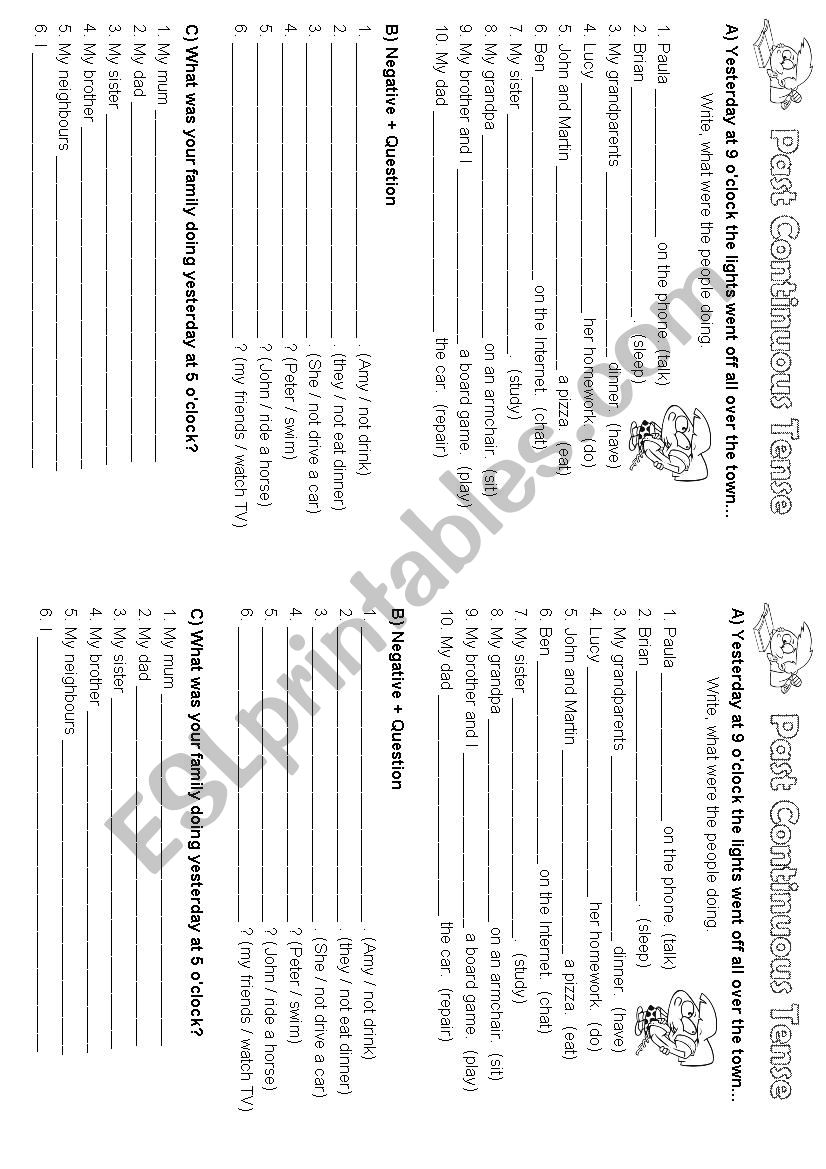 Past Continuous Tense worksheet