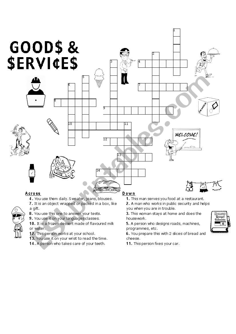 Goods and community helpers. worksheet