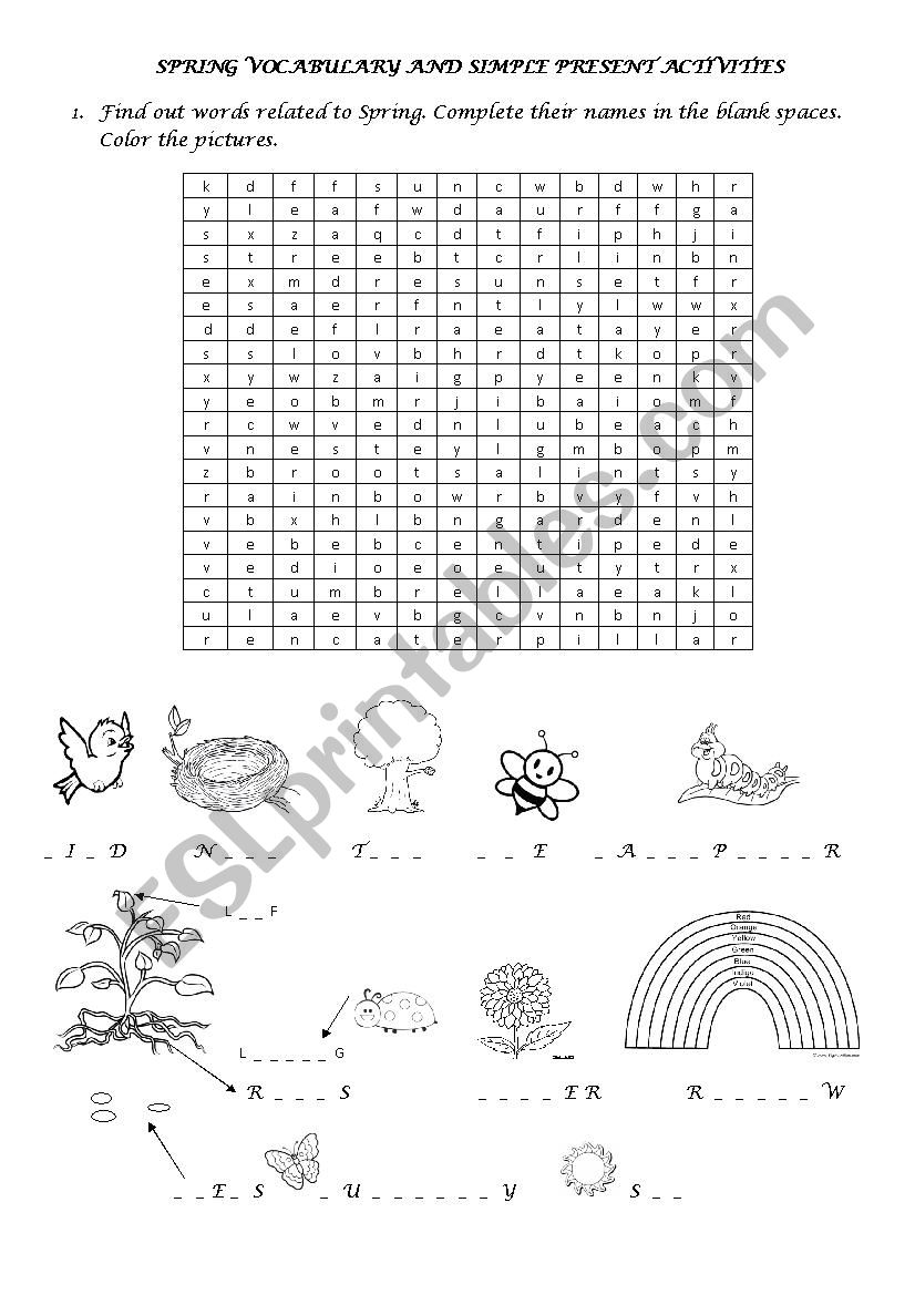 SPRING VOCABULARY worksheet