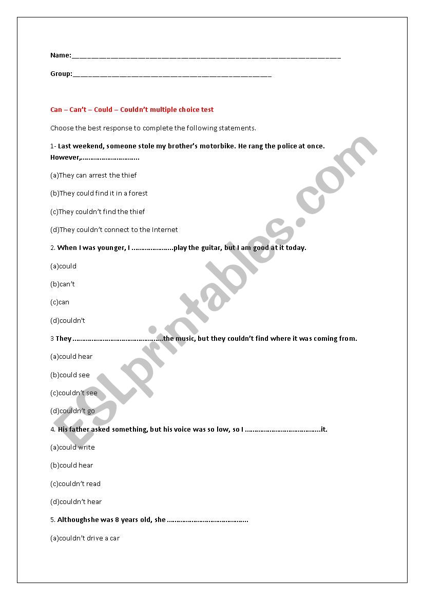 can-cant-could-couldnt worksheet