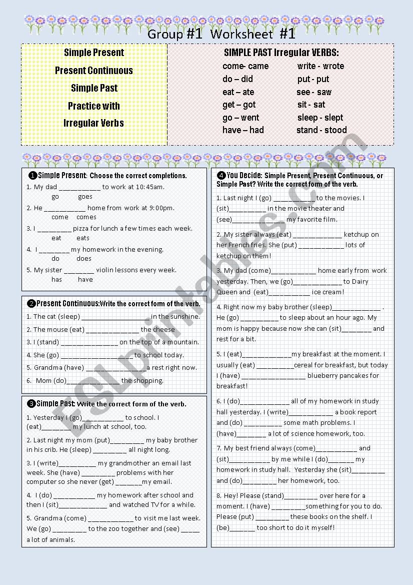 #3 GROUP 1 IRREGULAR VERBS worksheet #3 GROUP 1 IRREGULAR VERBS worksheet