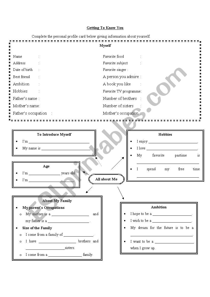 Getting to Know You worksheet