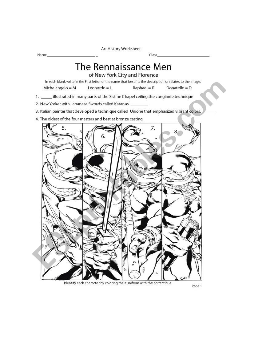 The Renaissance Men worksheet