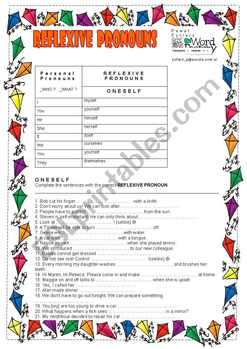 Reflexive Pronouns worksheet