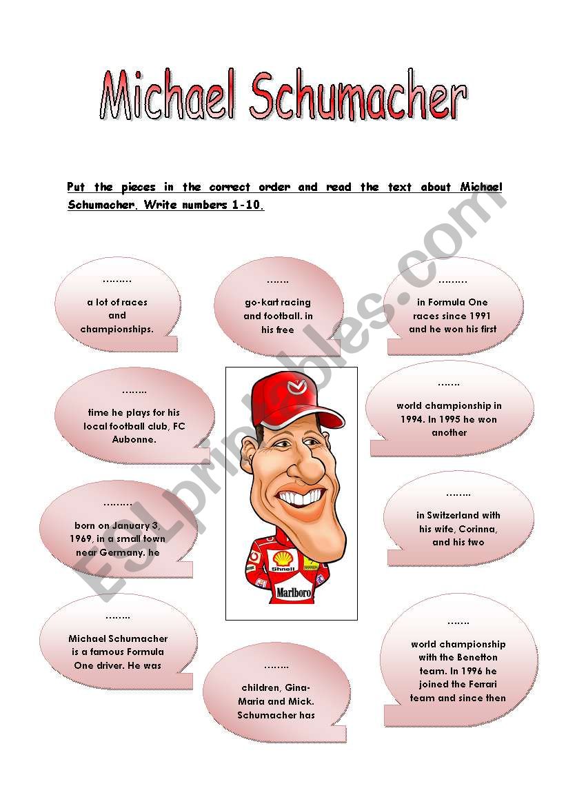 Michael Schumacher  worksheet