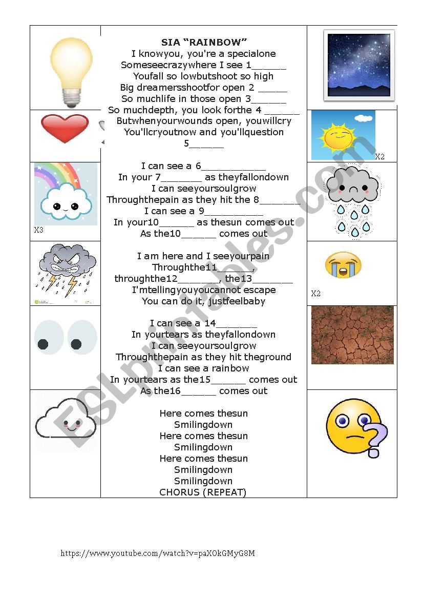 Sia Rainbow worksheet