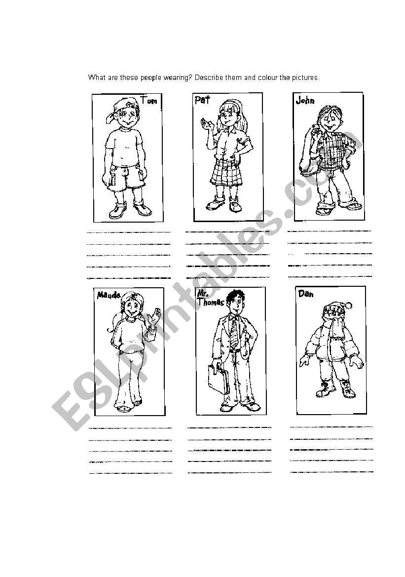 What are they wearing? worksheet