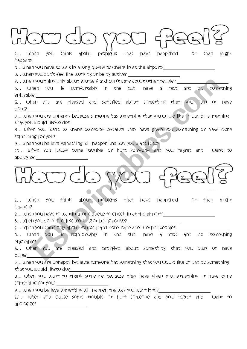 How do you feel...? worksheet