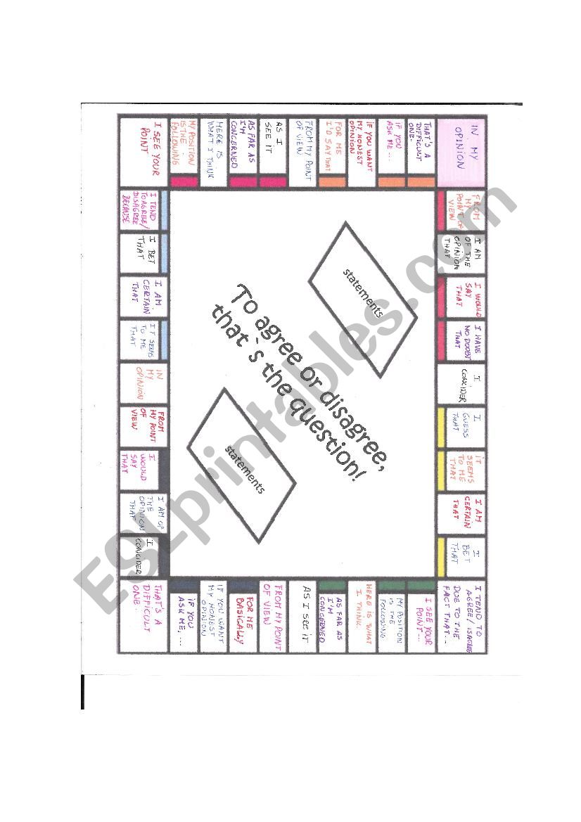 Debate boardgame worksheet