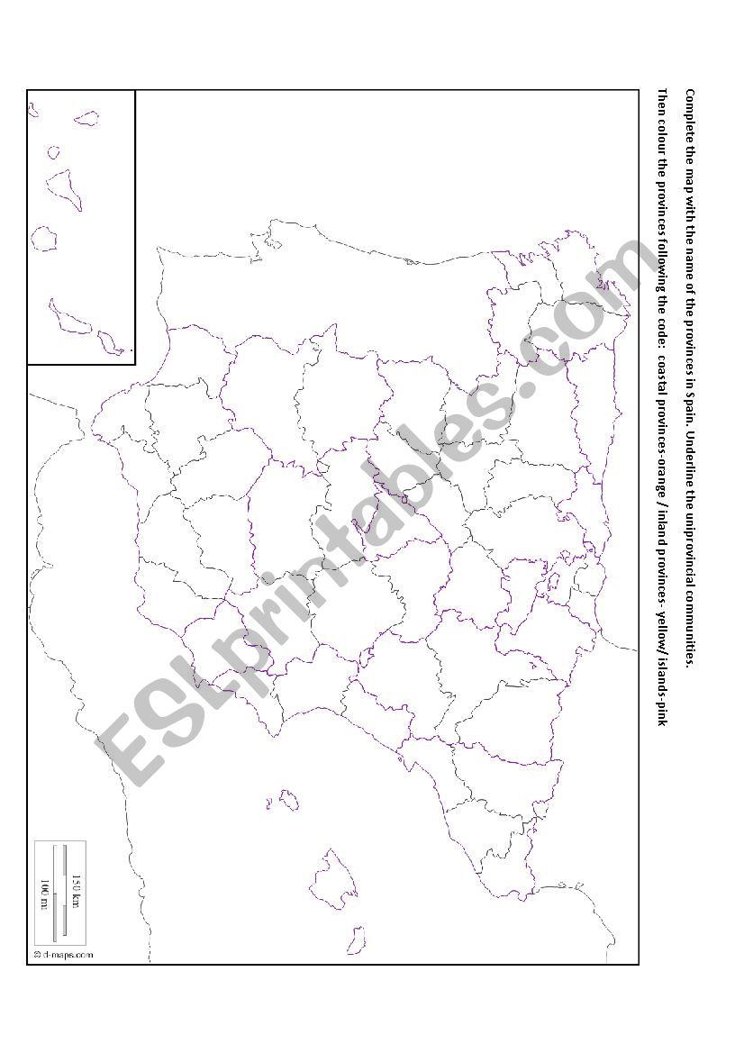 Spanish provinces worksheet