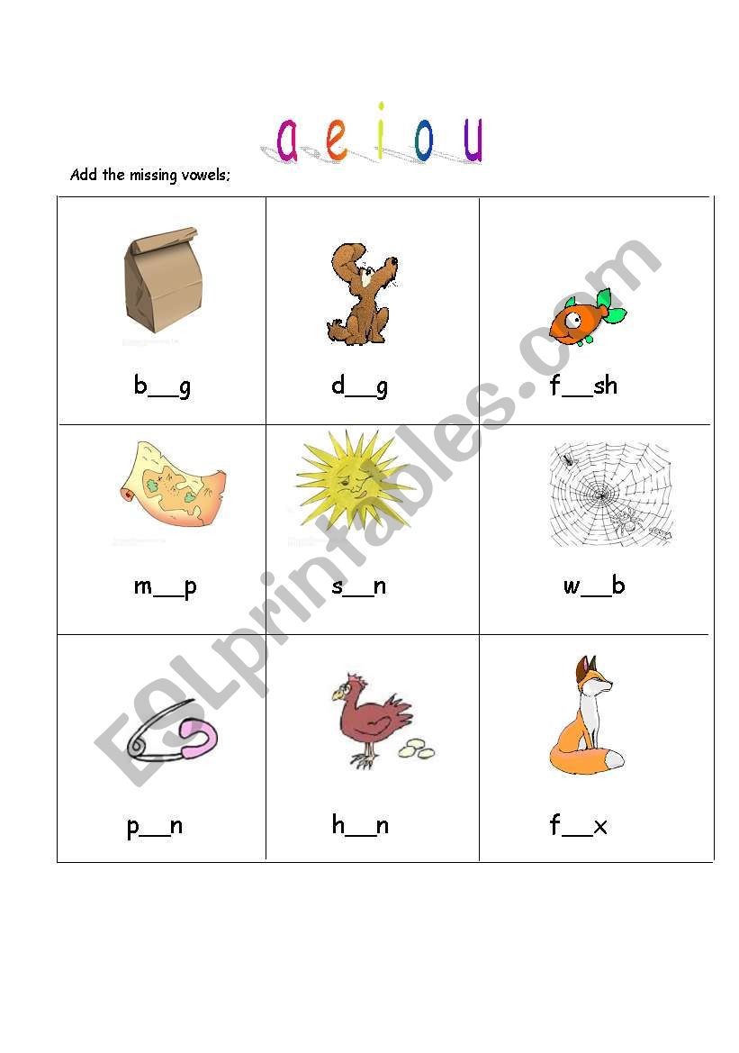 Vowels worksheet