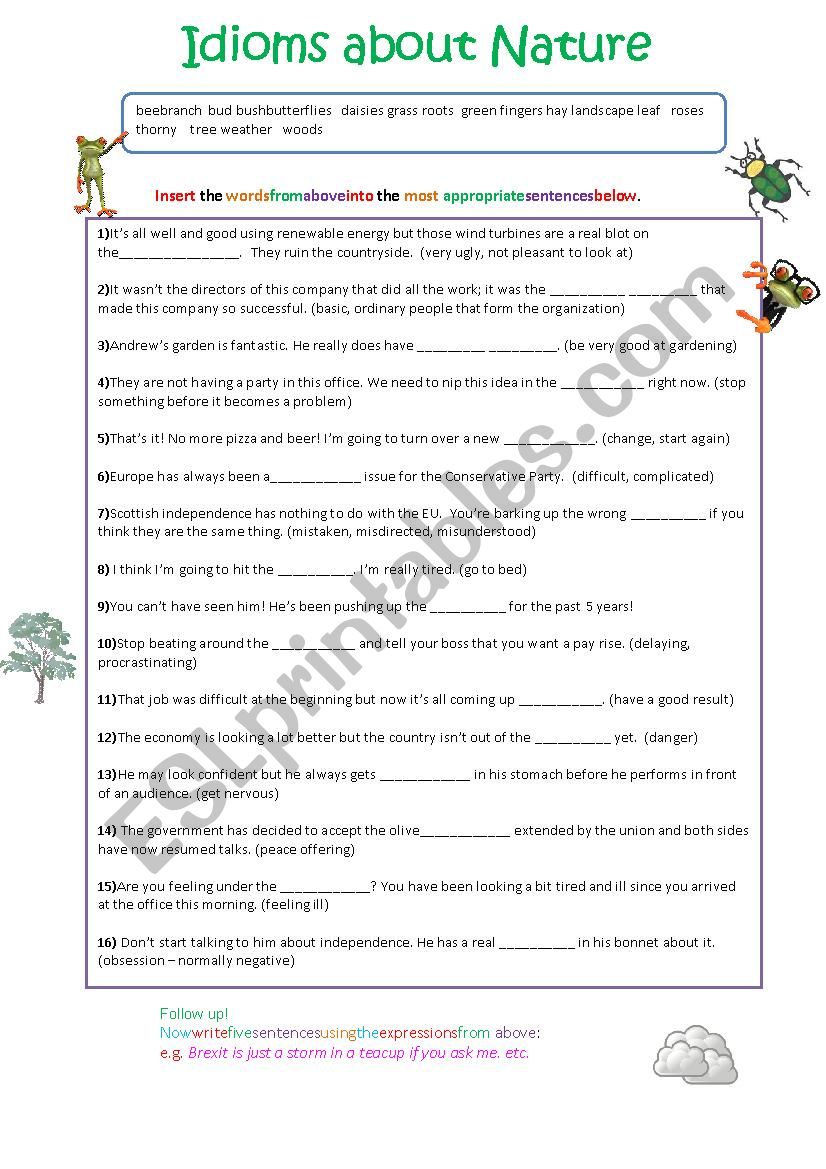 Idioms about Nature worksheet