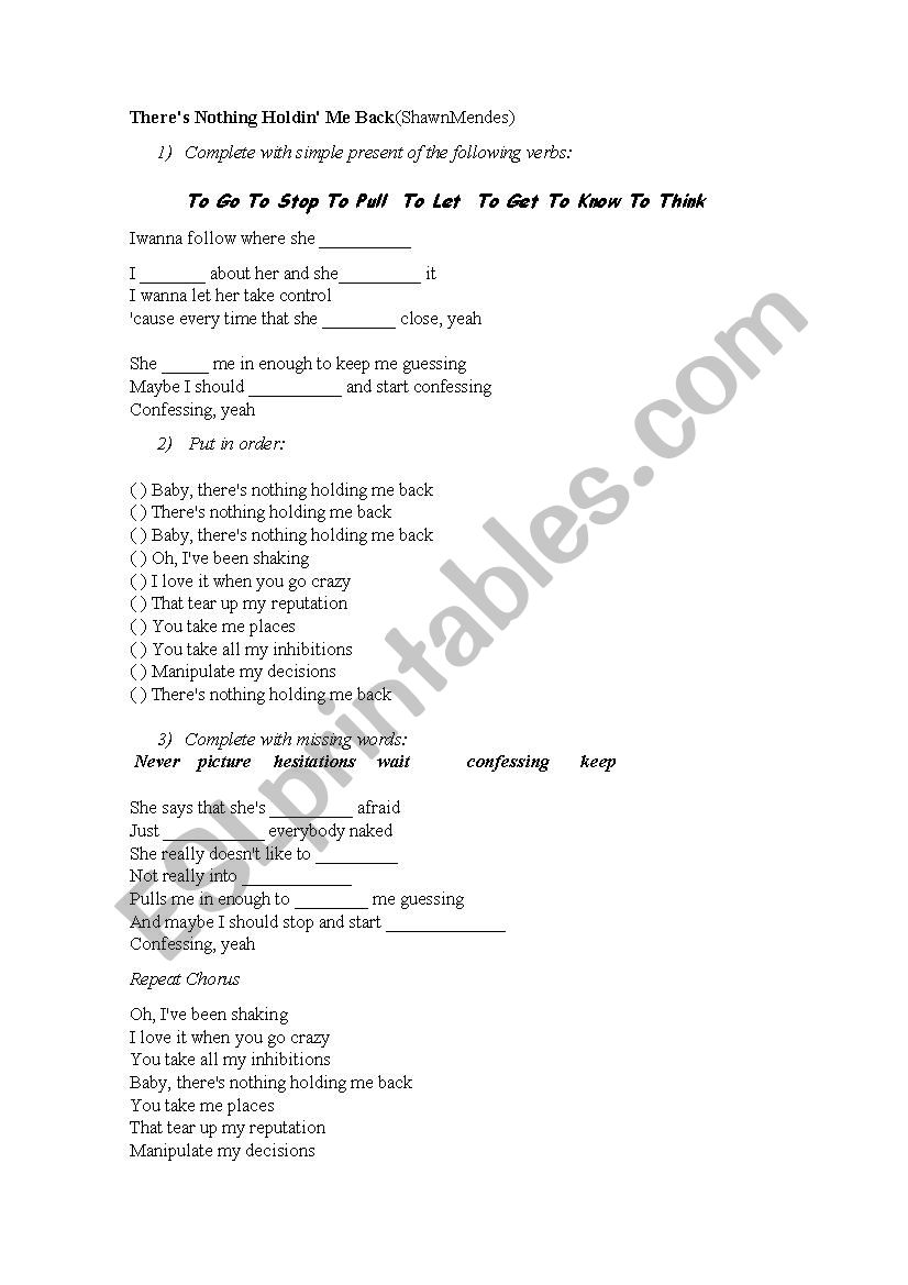 Song Woksheet worksheet