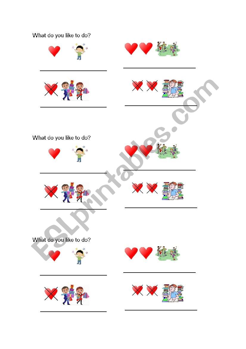 What do you like to do? worksheet