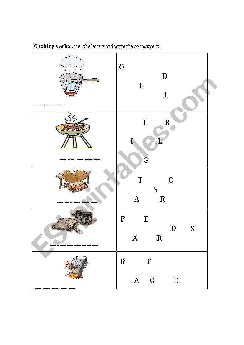 Cooking Verbs  worksheet