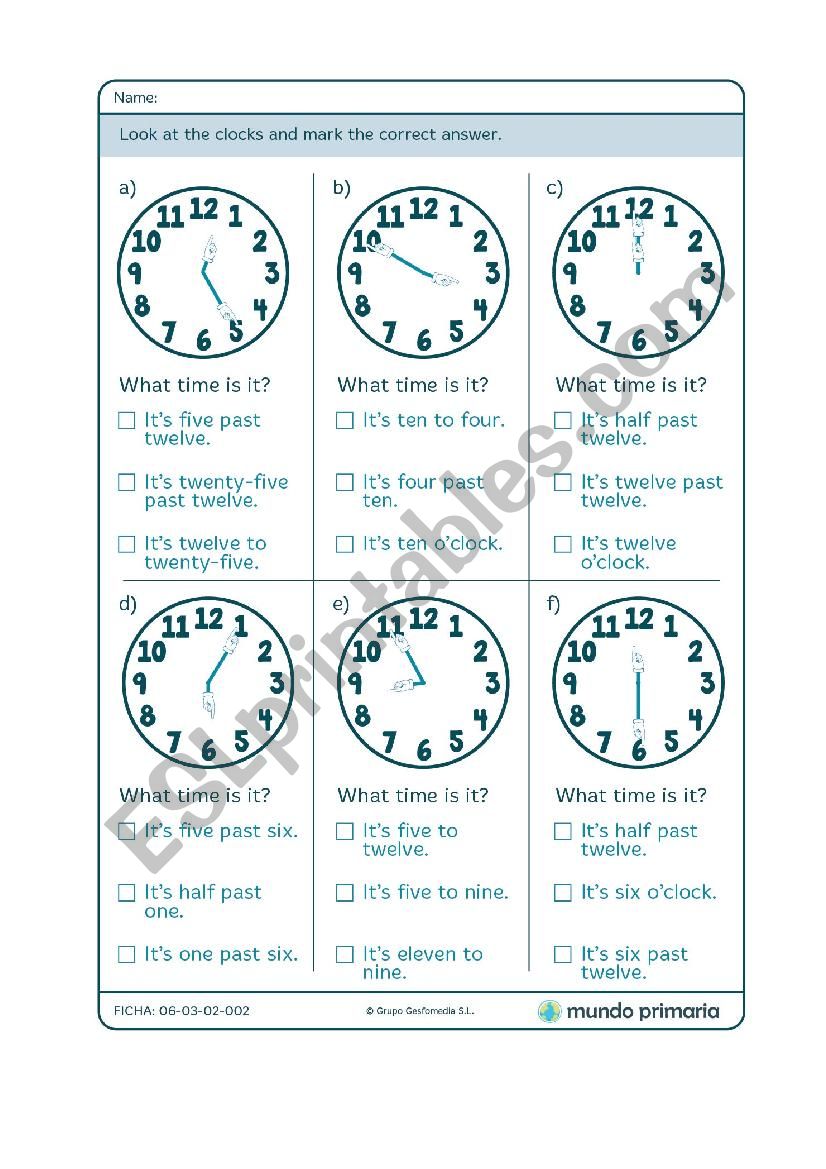 What Time Is It? worksheet
