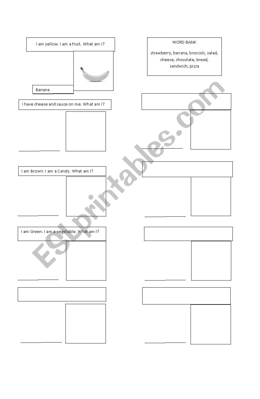Guessing food worksheet