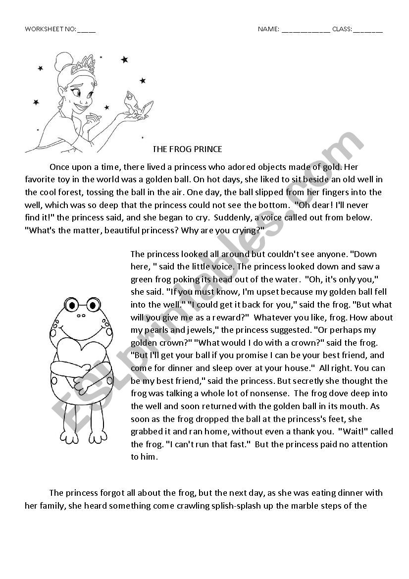 The Frog Prince worksheet