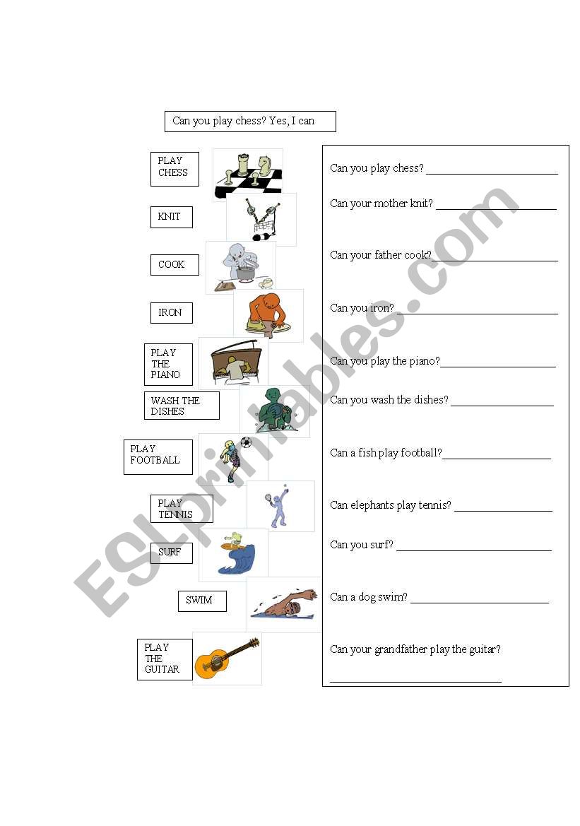 Can You Do It Esl Worksheet By Elsa