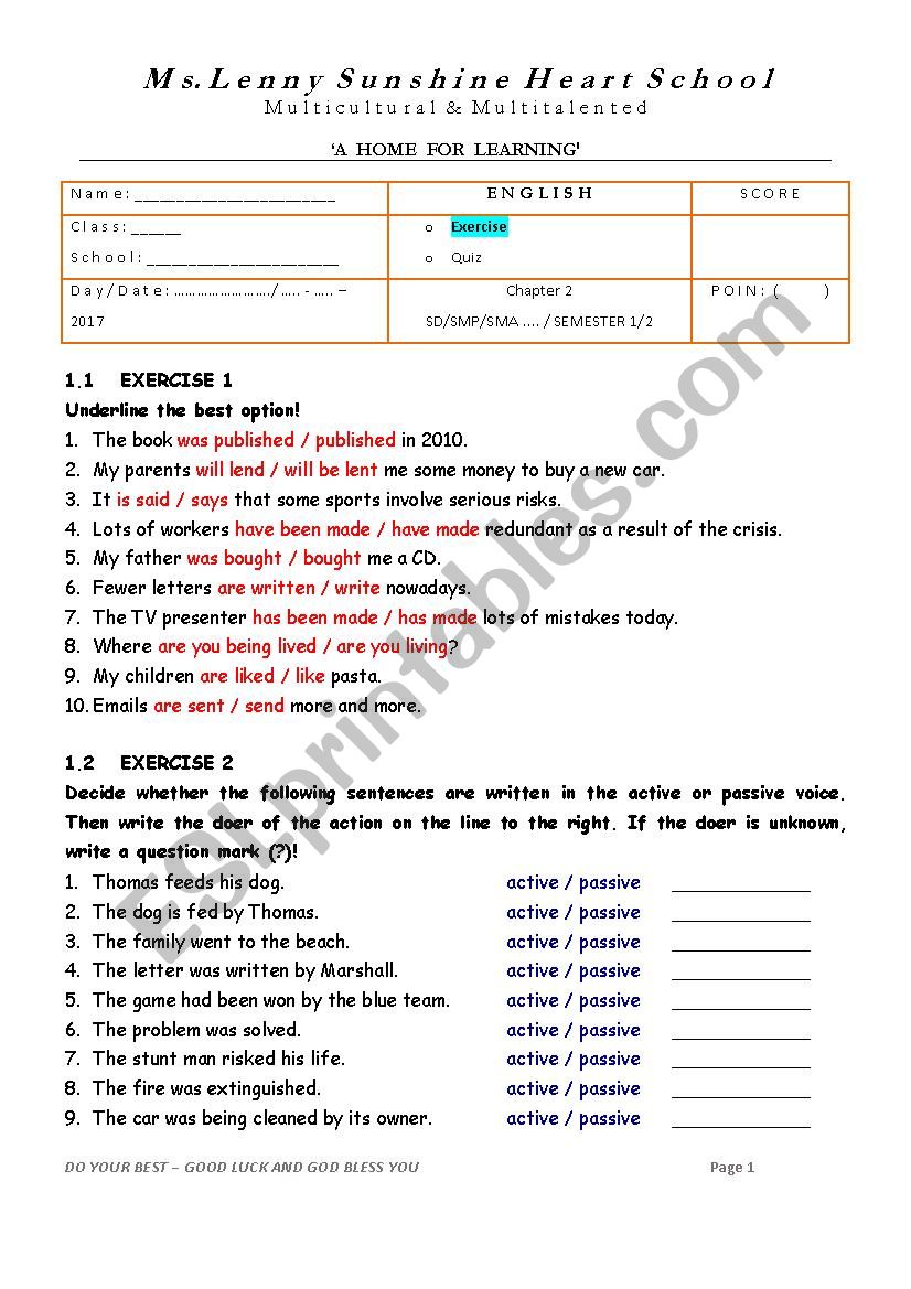 MIXED ACTIVE AND PASSIVE VOICE