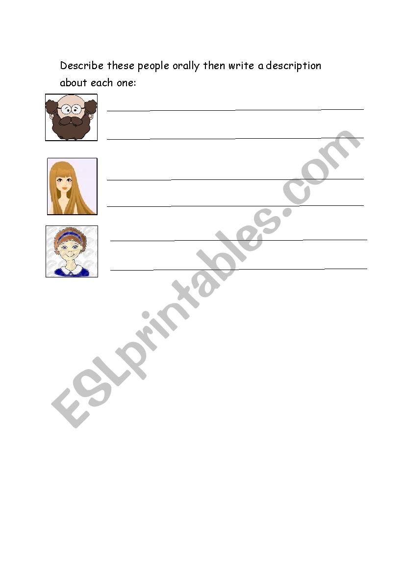 describing people worksheet