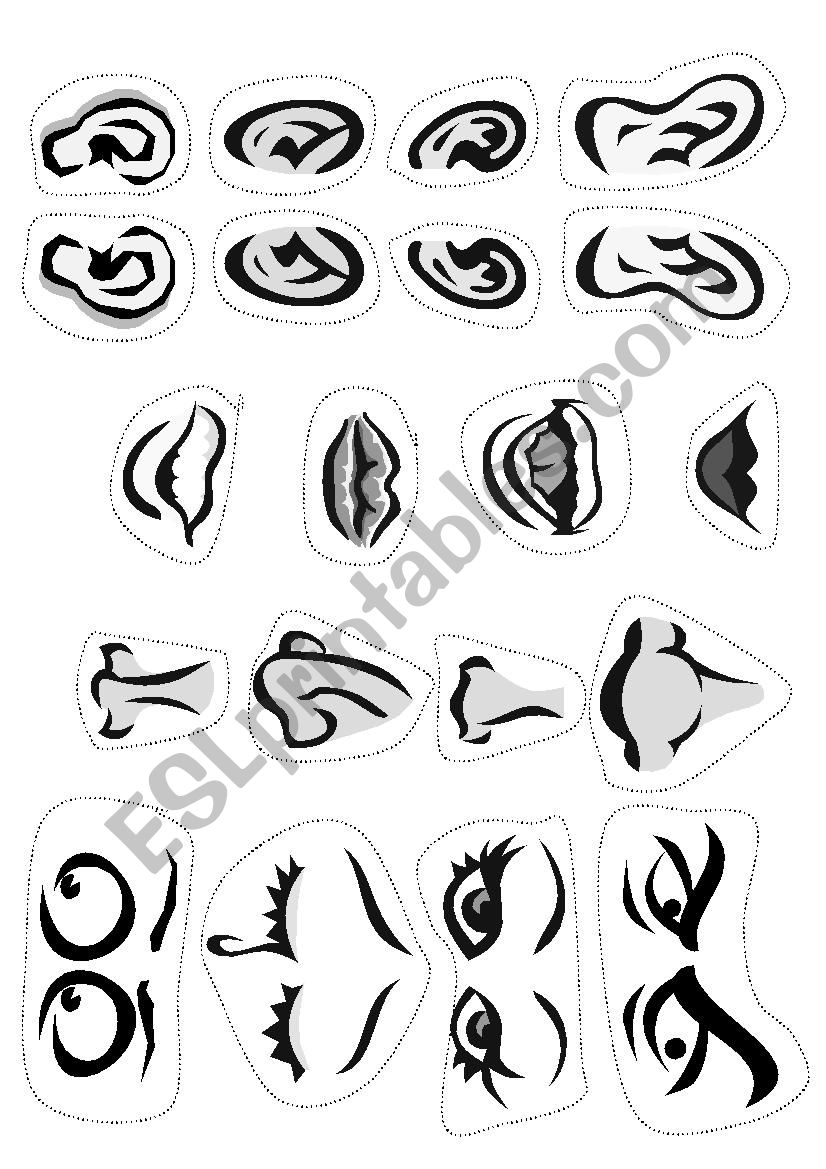 Facial parts worksheet