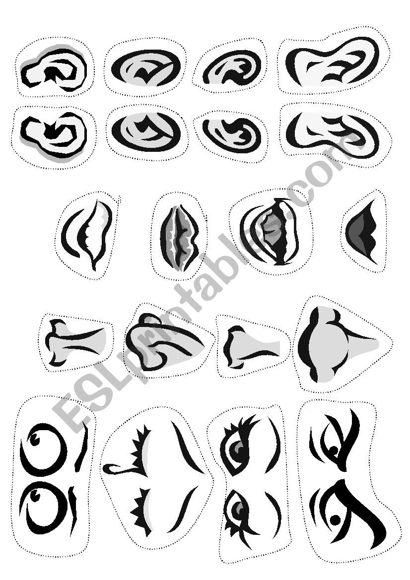 Facial parts worksheet