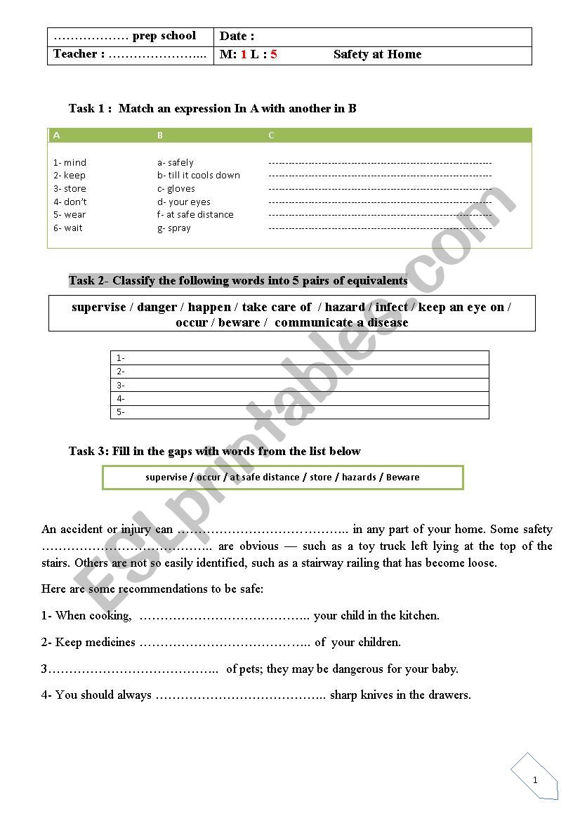 Lesson 1 worksheet