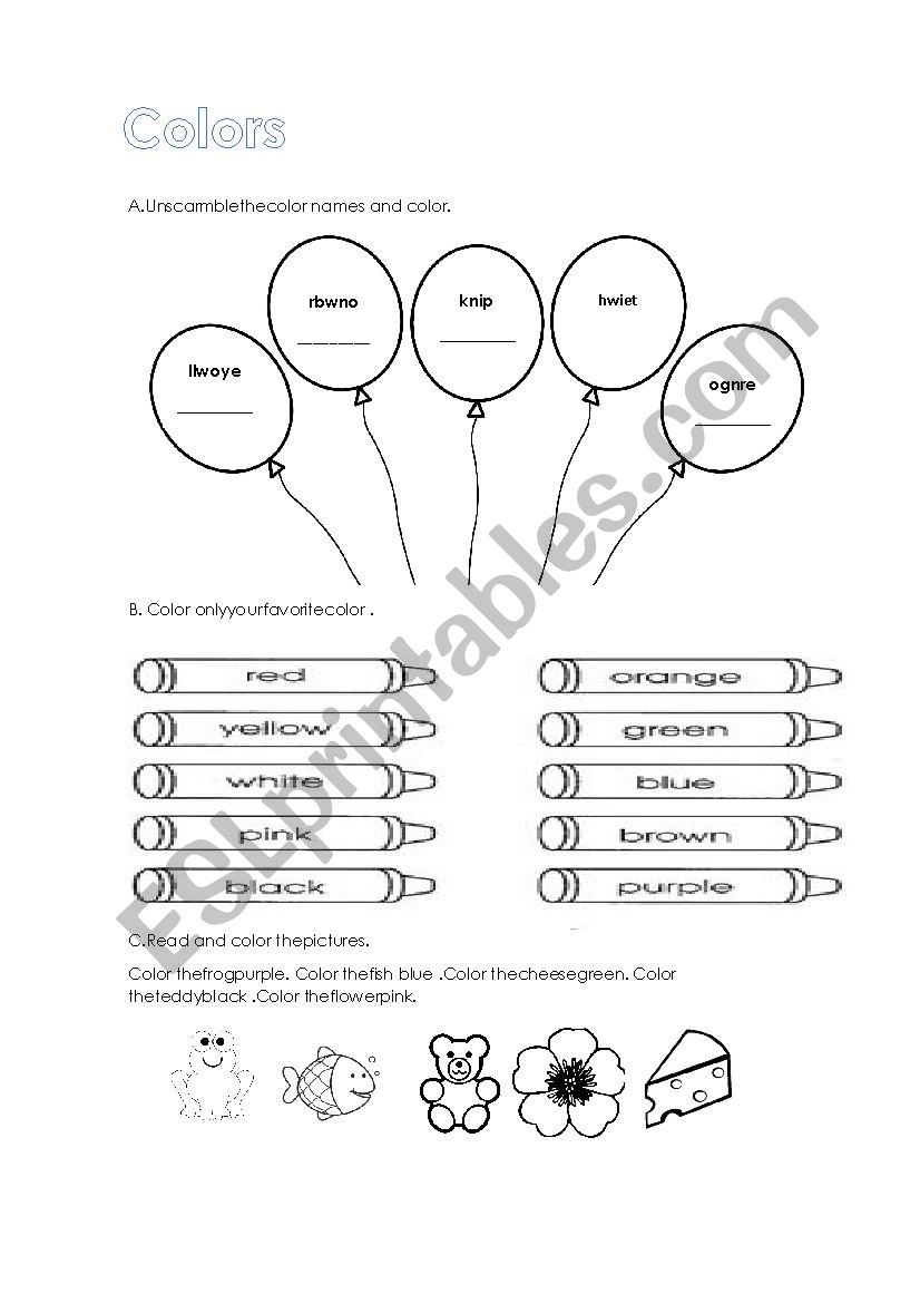 colors worksheet