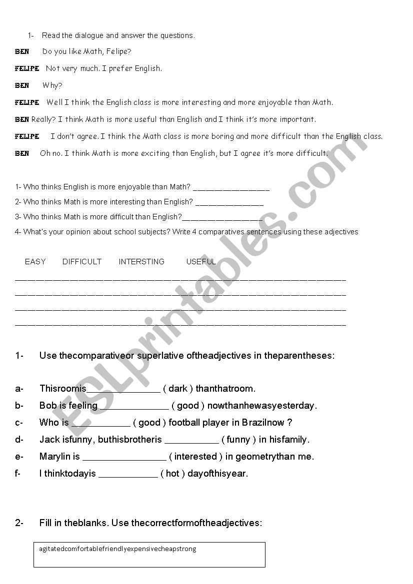 Test- Comparative and superlative