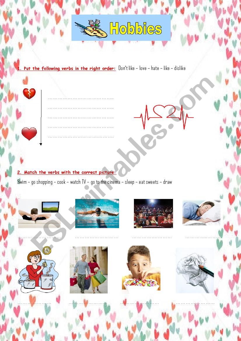 Hobbies worksheet