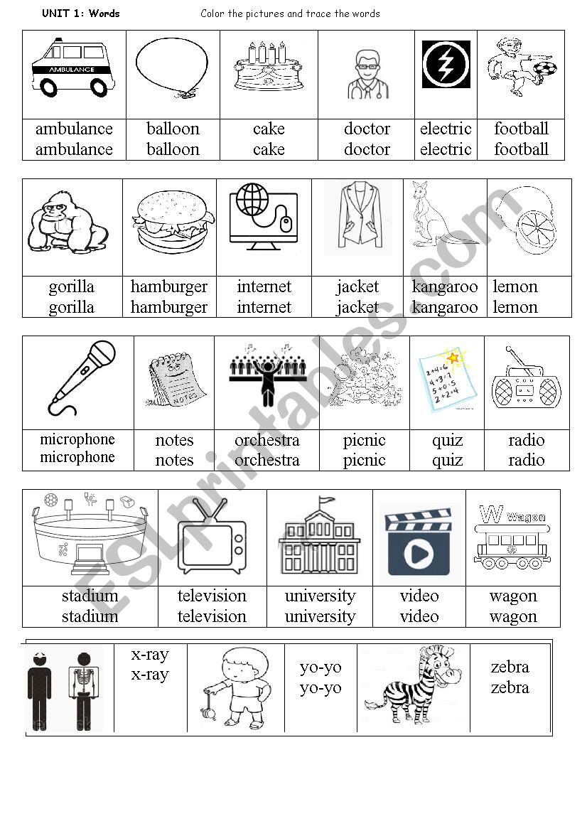 alphabet words worksheet