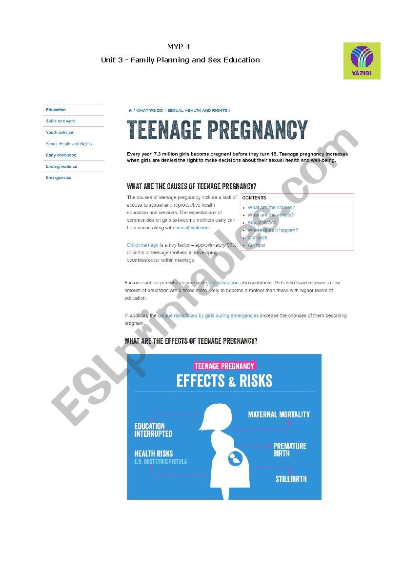 Teen Pregnancy and Sex Education Article