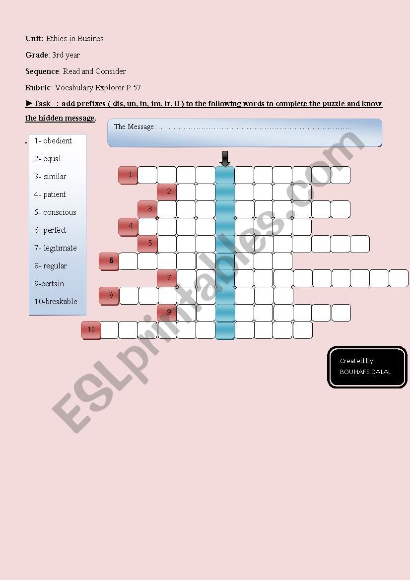 Opposites worksheet