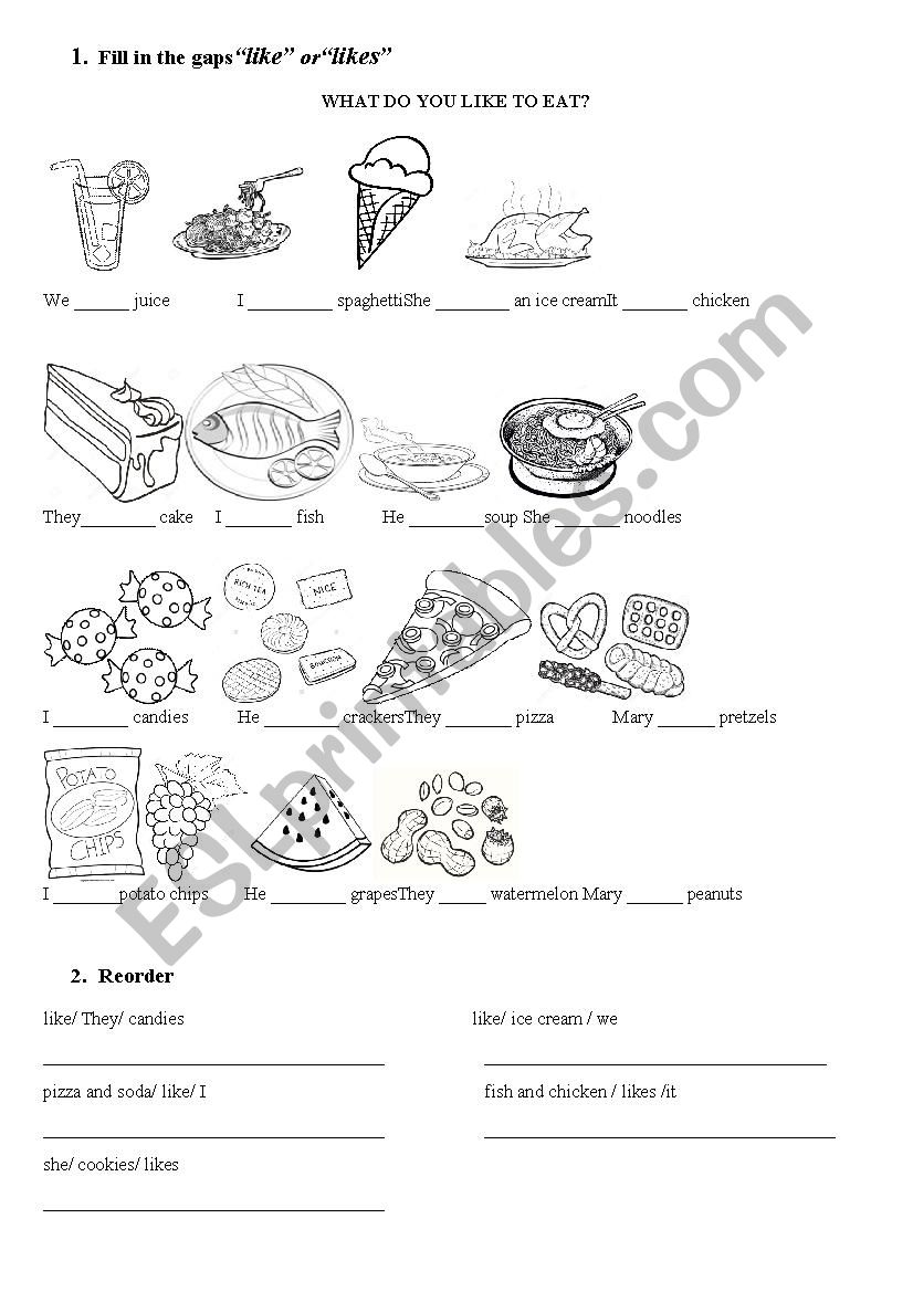 What do you like to eat? worksheet
