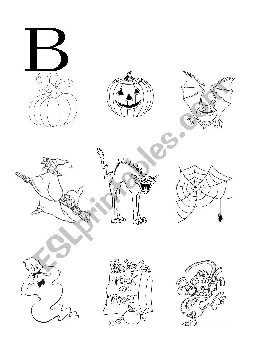 Halloween vocabulary and picture sheet