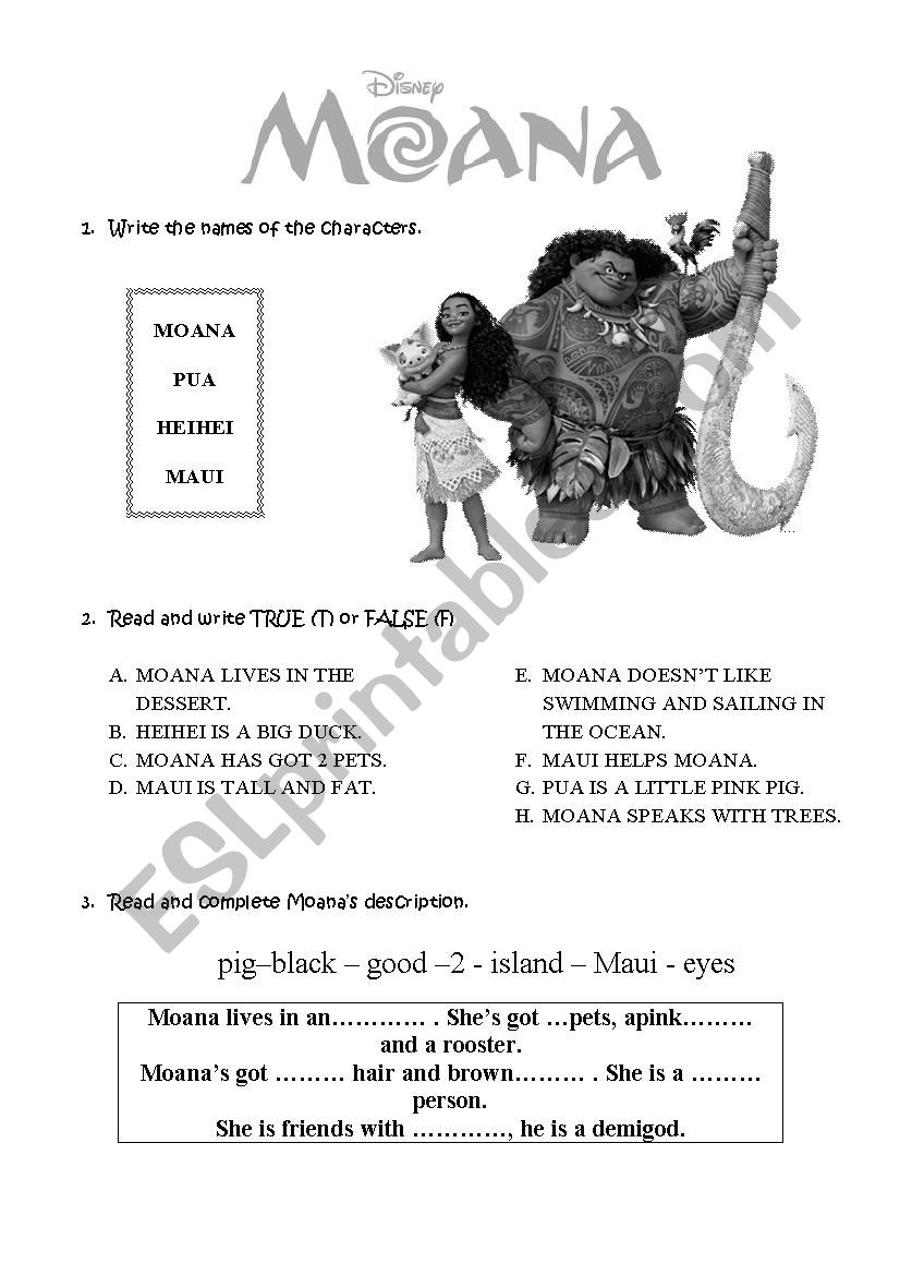 Moana Worksheet worksheet