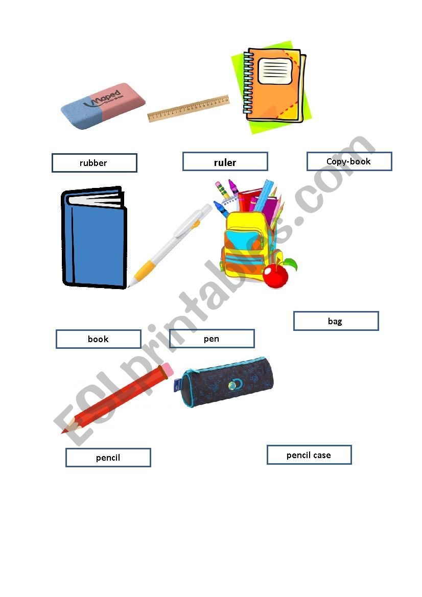 School objects worksheet