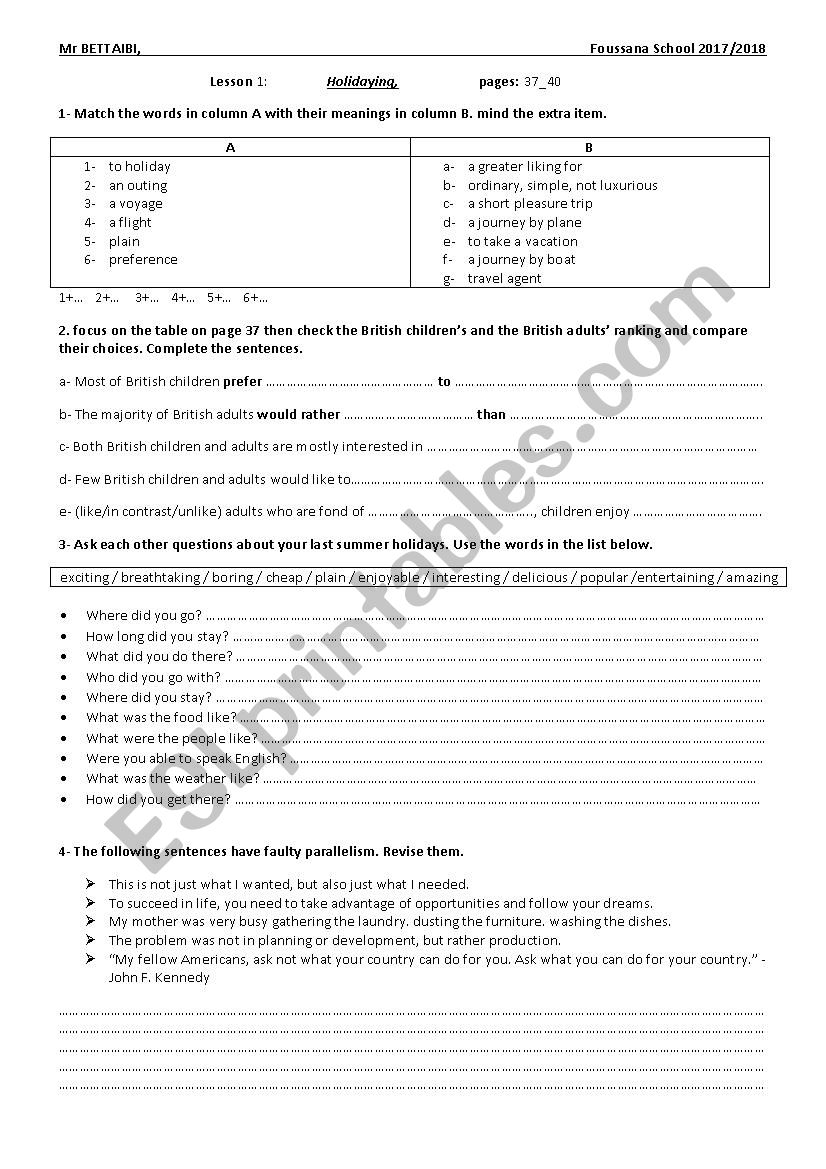 unit1 : art shows and holidaying  lesson 1 holidaying 