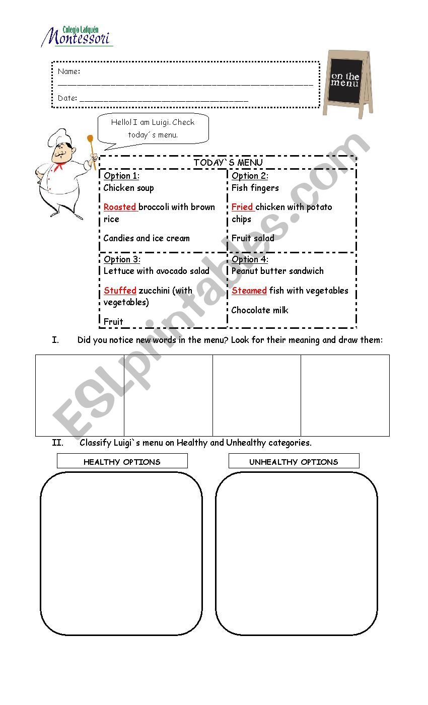 Describing Food worksheet worksheet