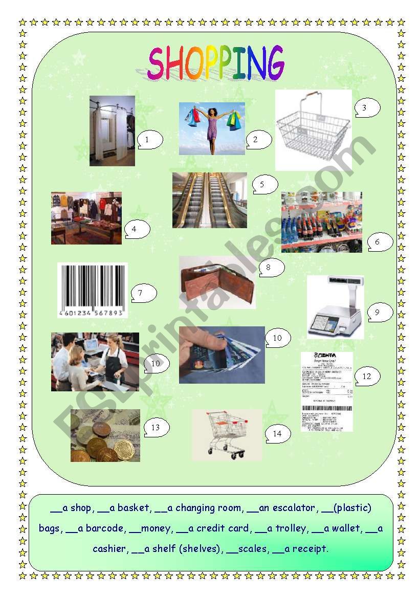 Shopping worksheet