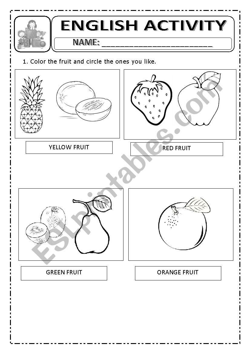 Coloring Fruit worksheet