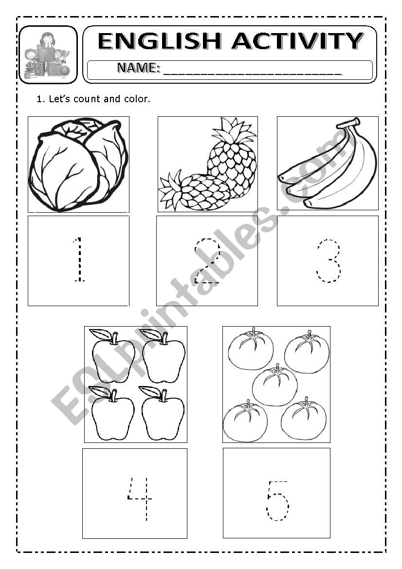 Counting vegetables worksheet