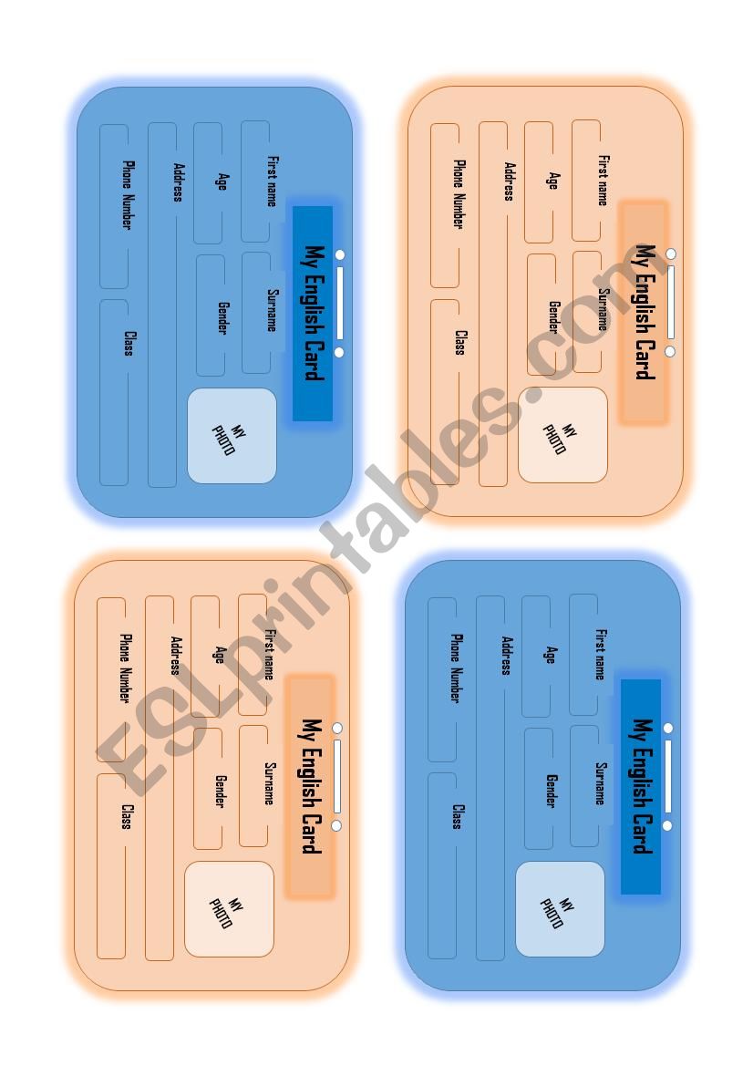 Identification card worksheet